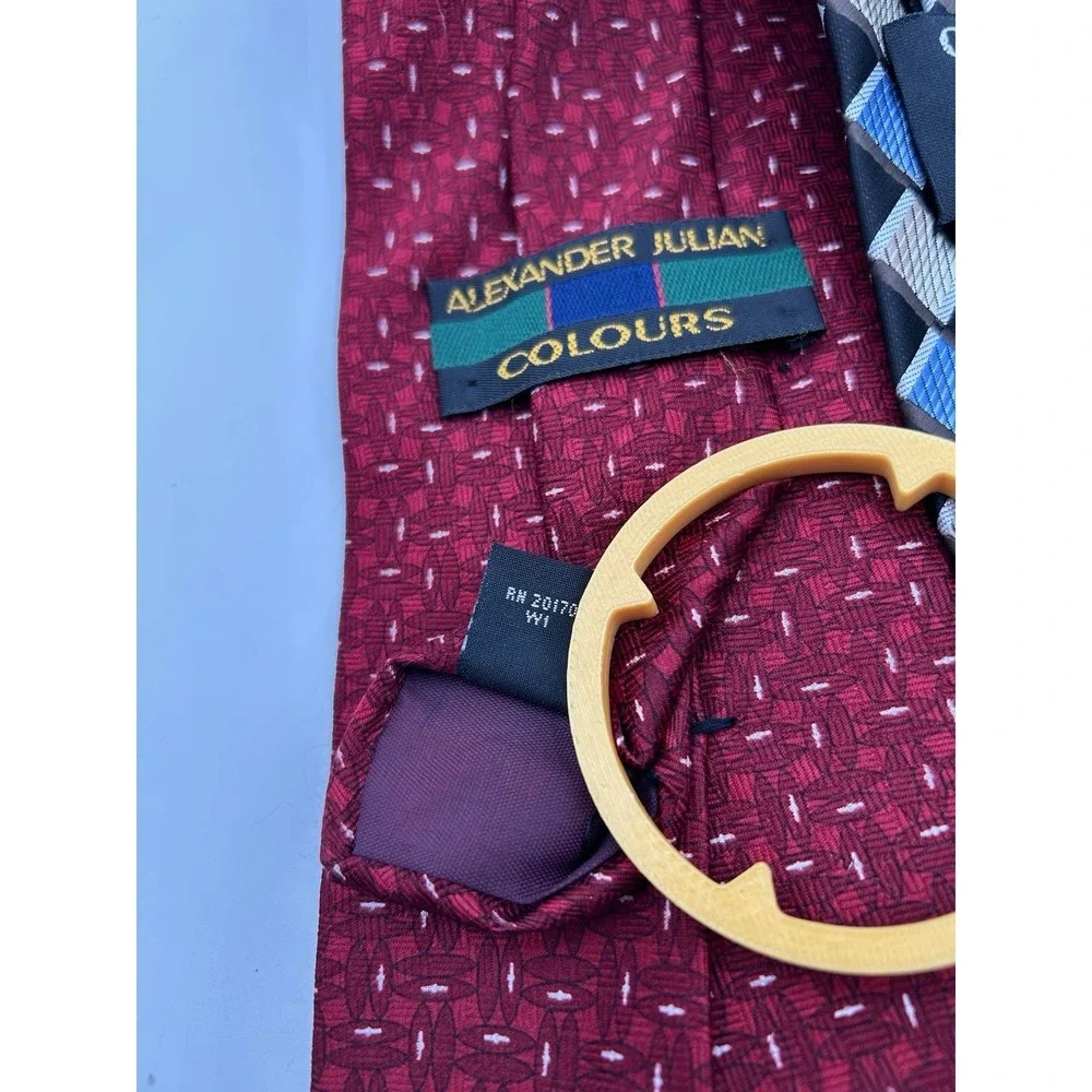 Alexander Julian Colours Blue Geometric &‎ Red Hot Necktie Lot of 2